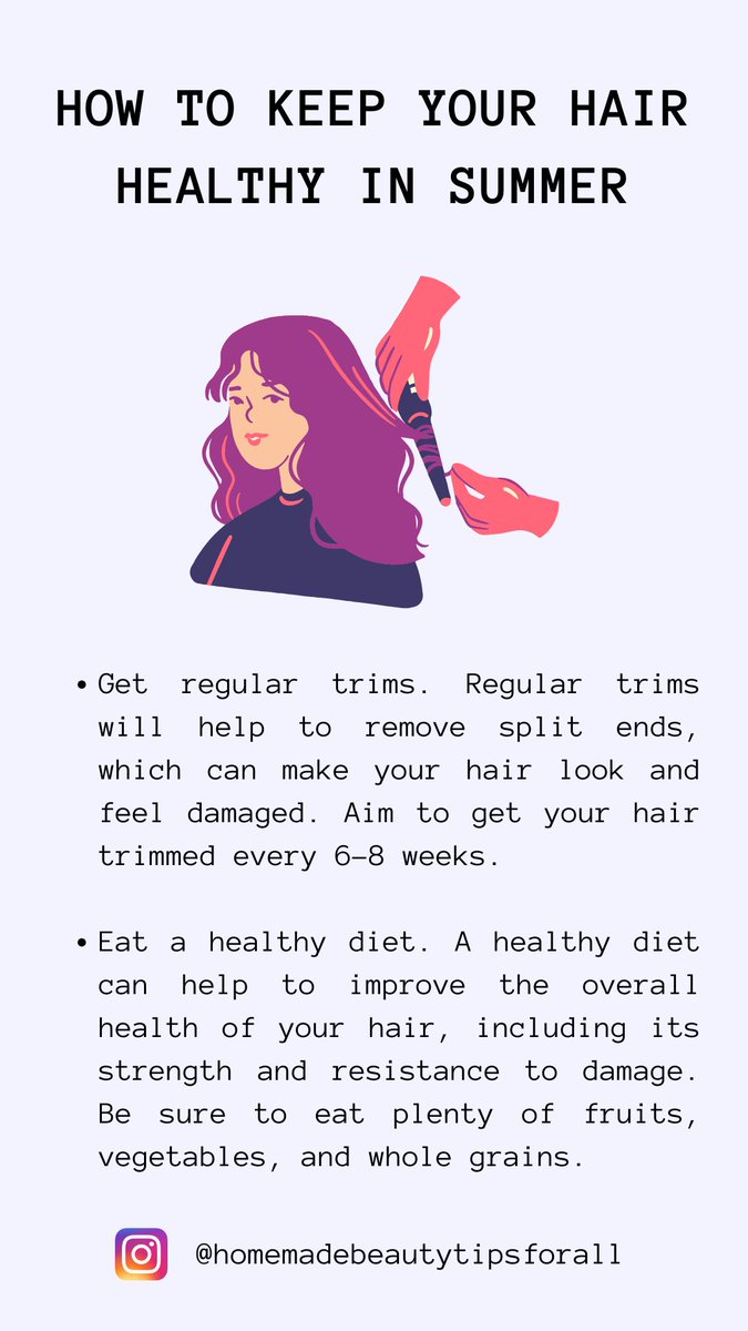 TipsHomemade's tweet photo. How to Keep Your Hair Healthy in Summer
#haircare #hairstyles #healthyhair #hairlover https://t.co/ejmg0k4UgN