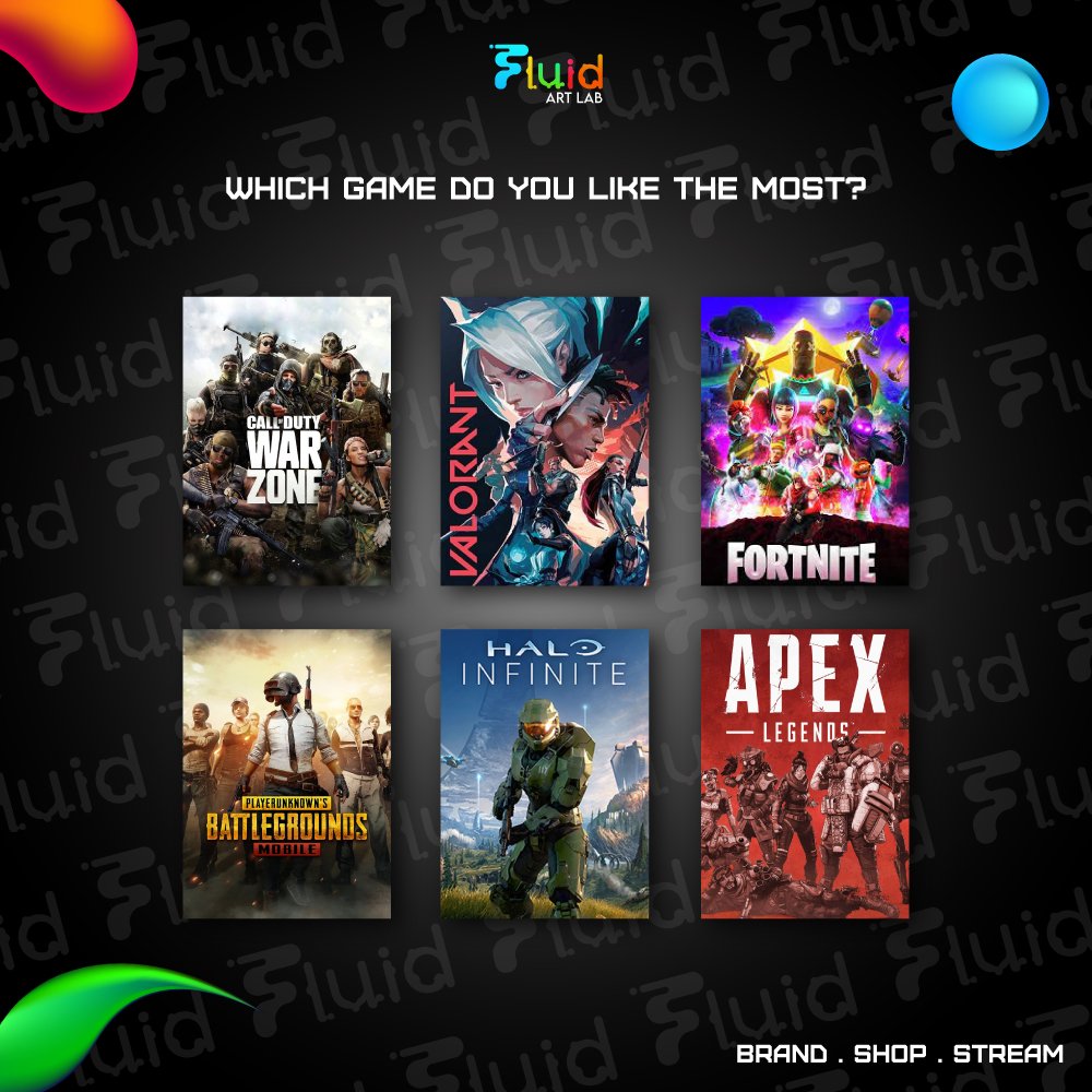 lab_fluid's tweet photo. What's Your Ultimate Game of Choice? Let's Hear Your Top Pick! 🎮

1. Call Of Duty (War Zone)
2. Valorant
3. Fortnite
4. PUBG
5. HALO Infinite
6. Apex Legend

#CODWarZone #VALORANT #VALORANT募集 #PUBG_MOBILE #Fortnite #HaloInfinite #ApexLegends #TwitchStreamers #Fluid #Art #Lab https://t.co/bILK9wCMXL