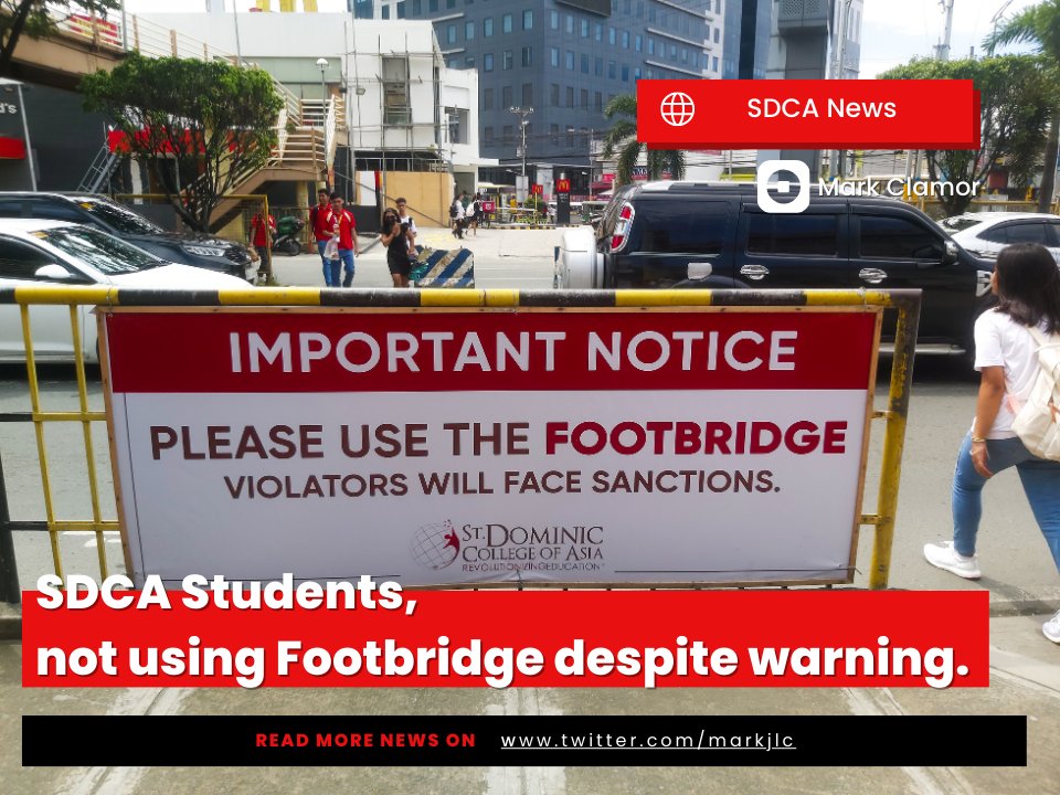 markjlc's tweet photo. SDCA News:
SDCA students not using footbridge despite warning. https://t.co/JvtKv4d5hz