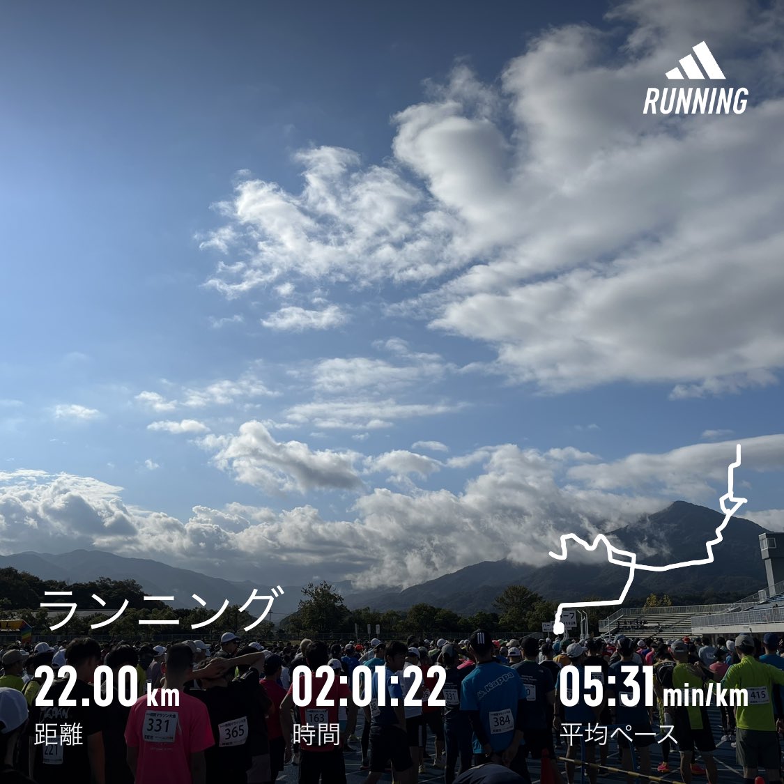 nanatadeko's tweet photo. 敦賀マラソン🏃雨予報だったけど走ってる時だけ晴れて良かった！
練習不足でタイムはボロボロ(>_<) https://t.co/iOYHzICJ9v