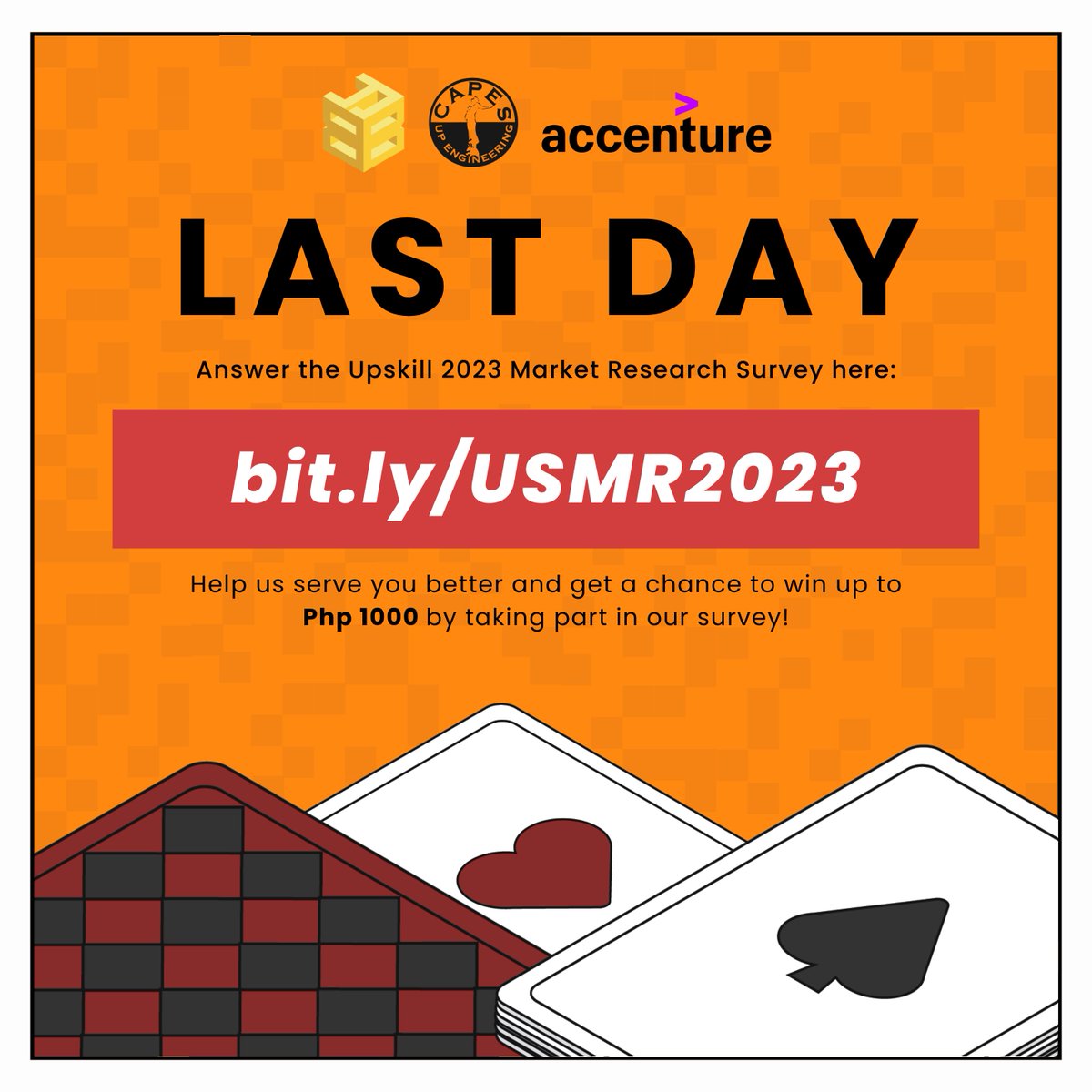 UPCAPES's tweet image. Last Call! ⌛

Today is the final day to make your voice heard in the UP CAPES Upskill Market Research 2023. Your insights could win you up to Php 1000 and help shape your career journey.

Don&apos;t miss out—share your thoughts now:
bit.ly/USMR2023

#Upskill2023
#UPCAPES