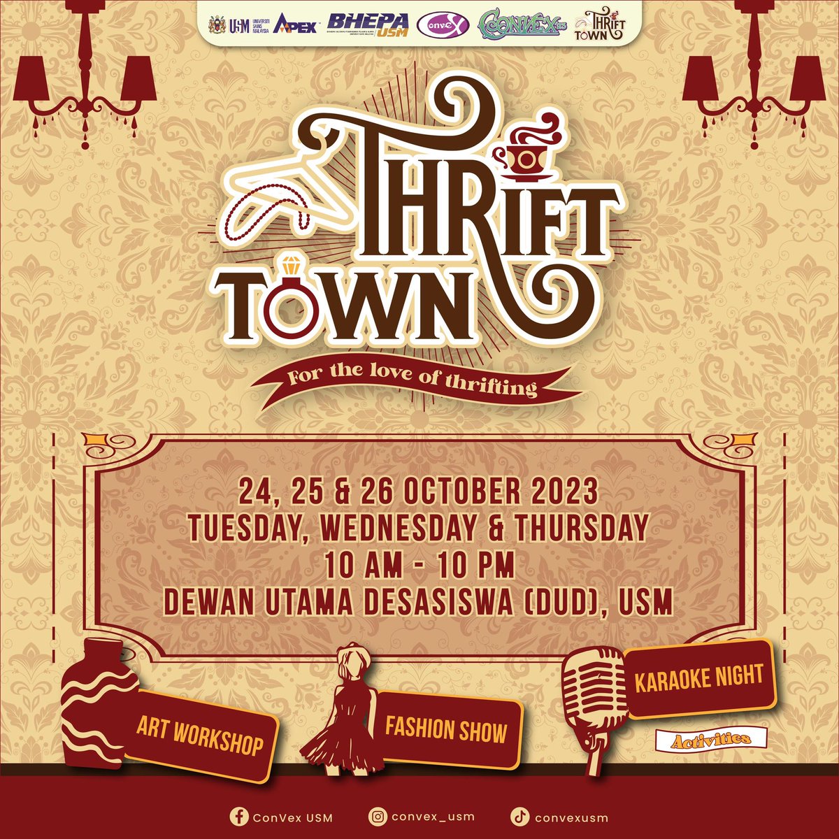 KhemahKopi's tweet photo. Khemah Kopi coming to USM! 🎭

Thrifts Town, USM
24, 25 &amp; 26 October 2023
10AM-10PM
@ngopiss https://t.co/98E1T5cCdj