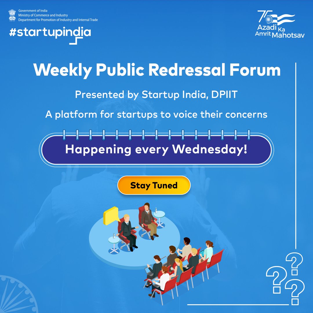 startupindia's tweet photo. #StartupIndia has recently introduced a dedicated forum that offers startups a platform to express their concerns, seek resolutions & share invaluable insights on various subjects.
Stay tuned for updates!
#IndianStartups #StartupQueries #RedressalForum #DPIIT https://t.co/3CSnzrAi31