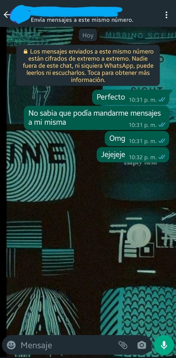 Apenas descubrí como enviarme automensaje 👍🏾