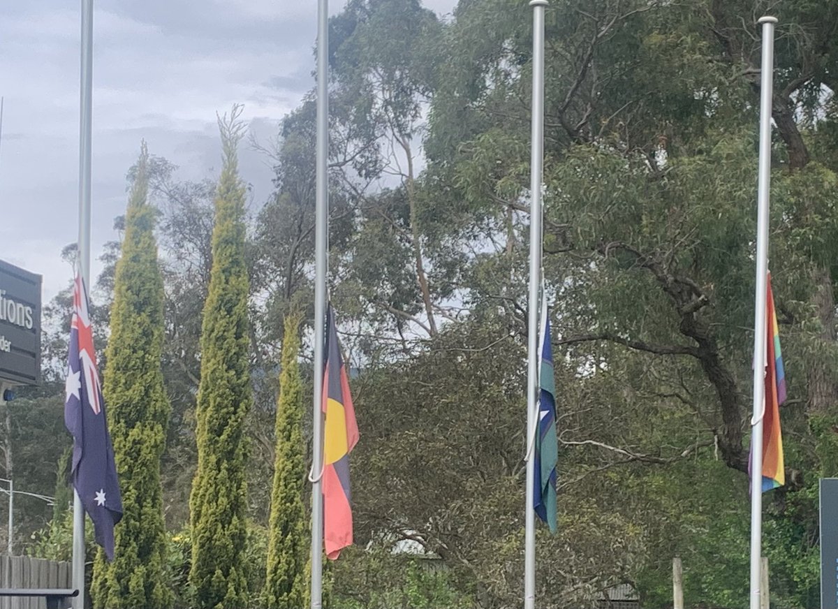 Flags at half-mast in the Yarra Valley Vic today.