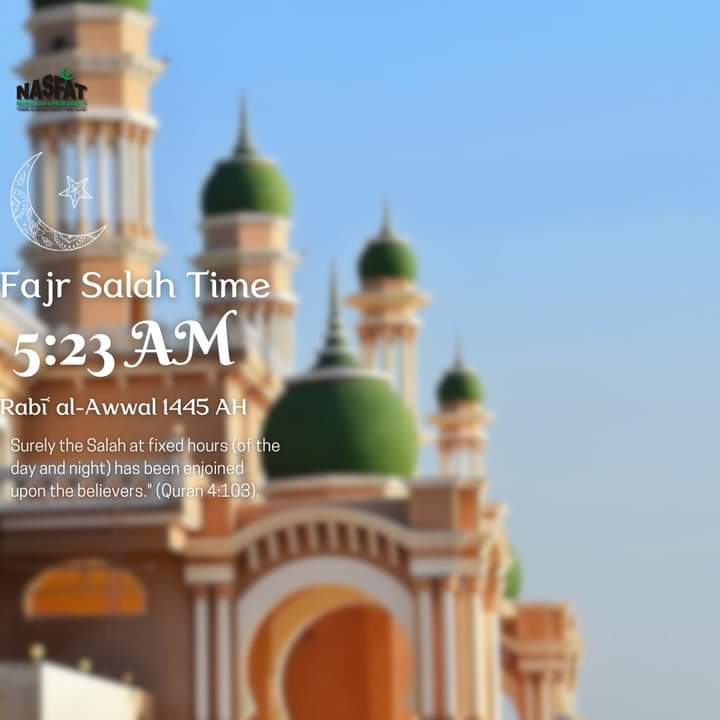 Ibrahim_Salanta's tweet image. It is time for Fajr,

May Allah (SWT) accept our salah and grant us the goodness of this world and the hereafter.
Barakallahu Feekum

#fajr #nasfat #nasfatcares #prayerreminder #islamicreminders
