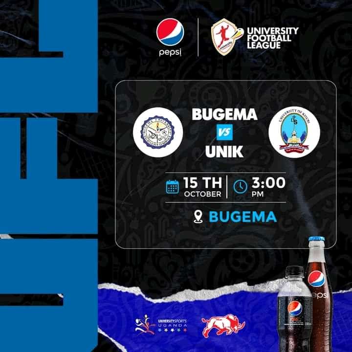 #PepsiUFL

UP NEXT|

#UFLUG
#FootballThatRocks
#ThirstyForMore
<a href="/UnivBugema/">Bugema University</a> Vs <a href="/Unik/">unq</a>
#TheHeartBeatOfMillions