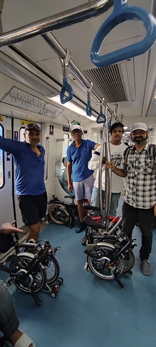 VikramLimsay's tweet photo. Making full of #Nammametro #purpleline to Whitefield on our @BromptonBicycle s.. super feeling ..  @east_bengaluru @NammaMetro_ @ChristinMP_ @PCMohanMP @Tejasvi_Surya https://t.co/15ORsriV35