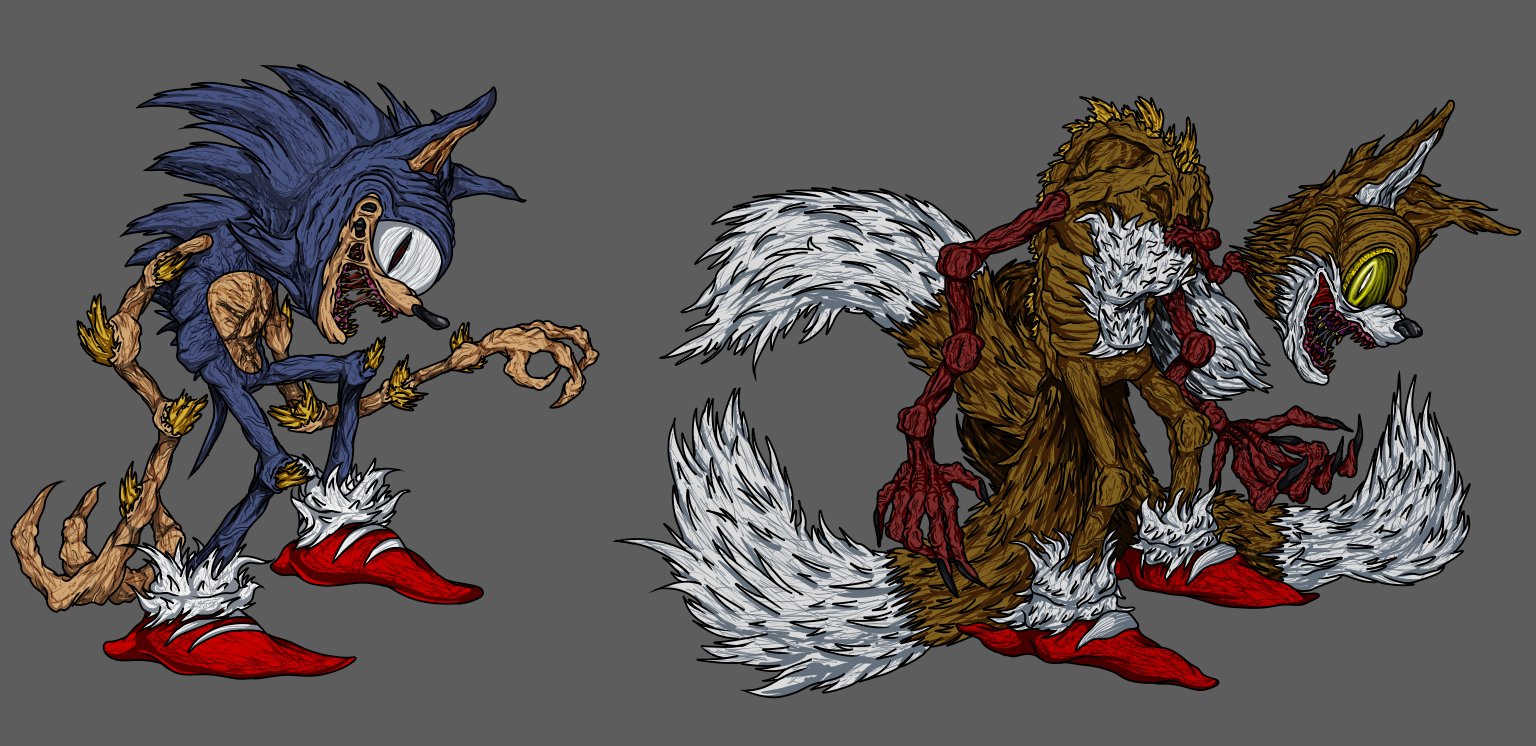 Kaua16 على X: EYX + CYN are here what do you think? #sonic #tails  #pixelart #sonicexe  / X