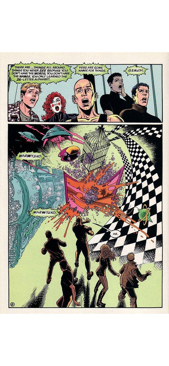 JeffMoore's tweet photo. @FedericoS15190 The heroes of the comic are caught in a 'self-crit' field here. Most of the art is pretty standard 90s comics, but great in that way: https://t.co/6I5mEtXM94