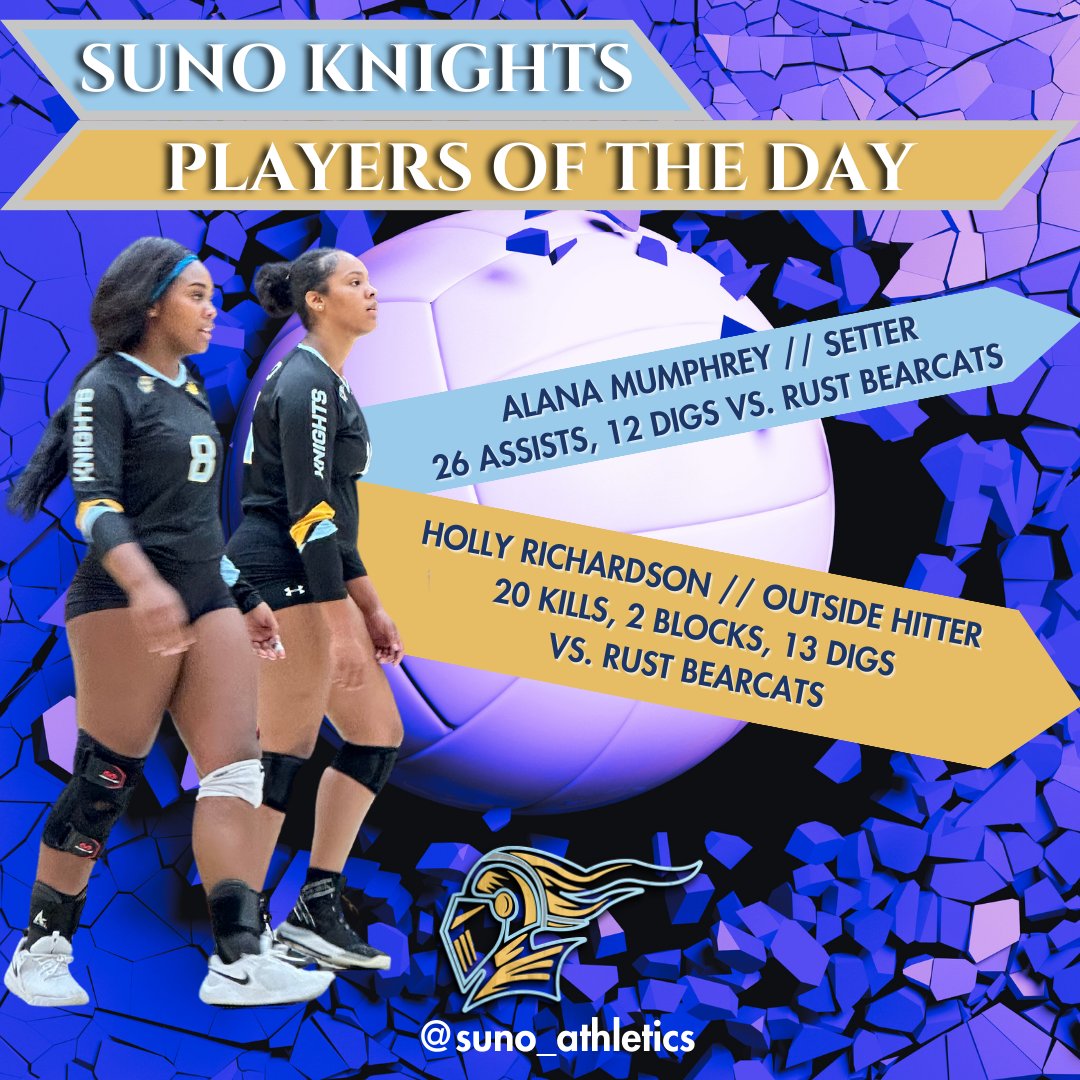 sunoathletics's tweet photo. There's gonna be a lot of "Mumphrey sets Richardson" on the court. 🔥🔥🔥🔥

#WeAreSUNO #GoKnights #PlayersoftheGame #DynamicDuo #MumphreySetsRichardson #HBCUWomensSports #HBCUVB #GCACVB https://t.co/0ORNYSlQO5