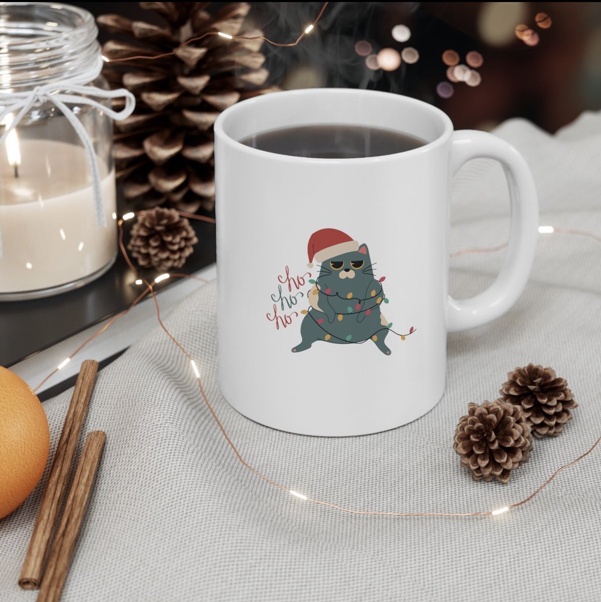 Cat Christmas mug in Etsy shop! So cute🥰 
Free shipping to U.S and Canada! Link in bio. #christmasmug #catmug #gift #etsyshop #SmallBusiness