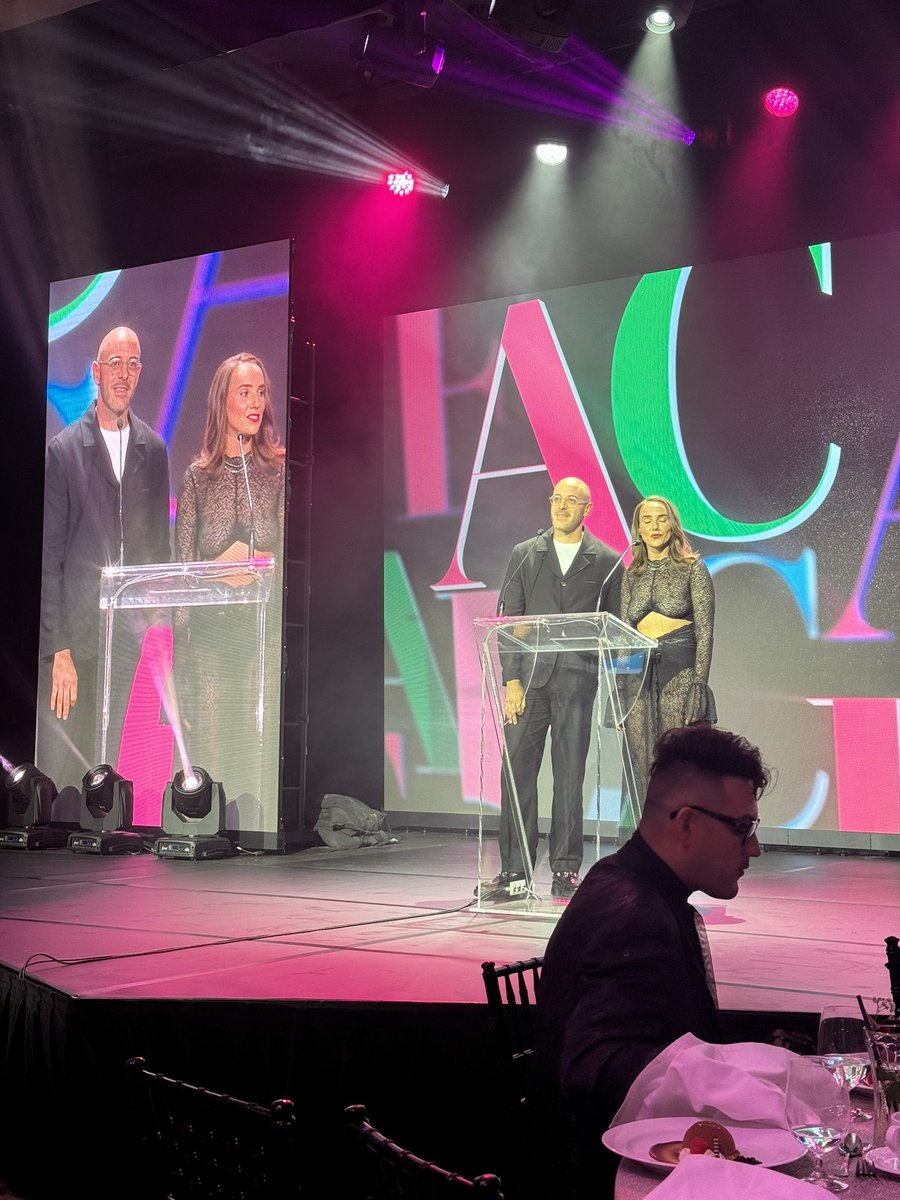 Went to <a href="/cafawards/">CAFA</a> tonight. <a href="/kotn/">Kotn</a> was nominated for two awards. Didn’t win, but was cool to see <a href="/TristanBanning/">Tristan Banning</a> present an award in the new Kotn suit.