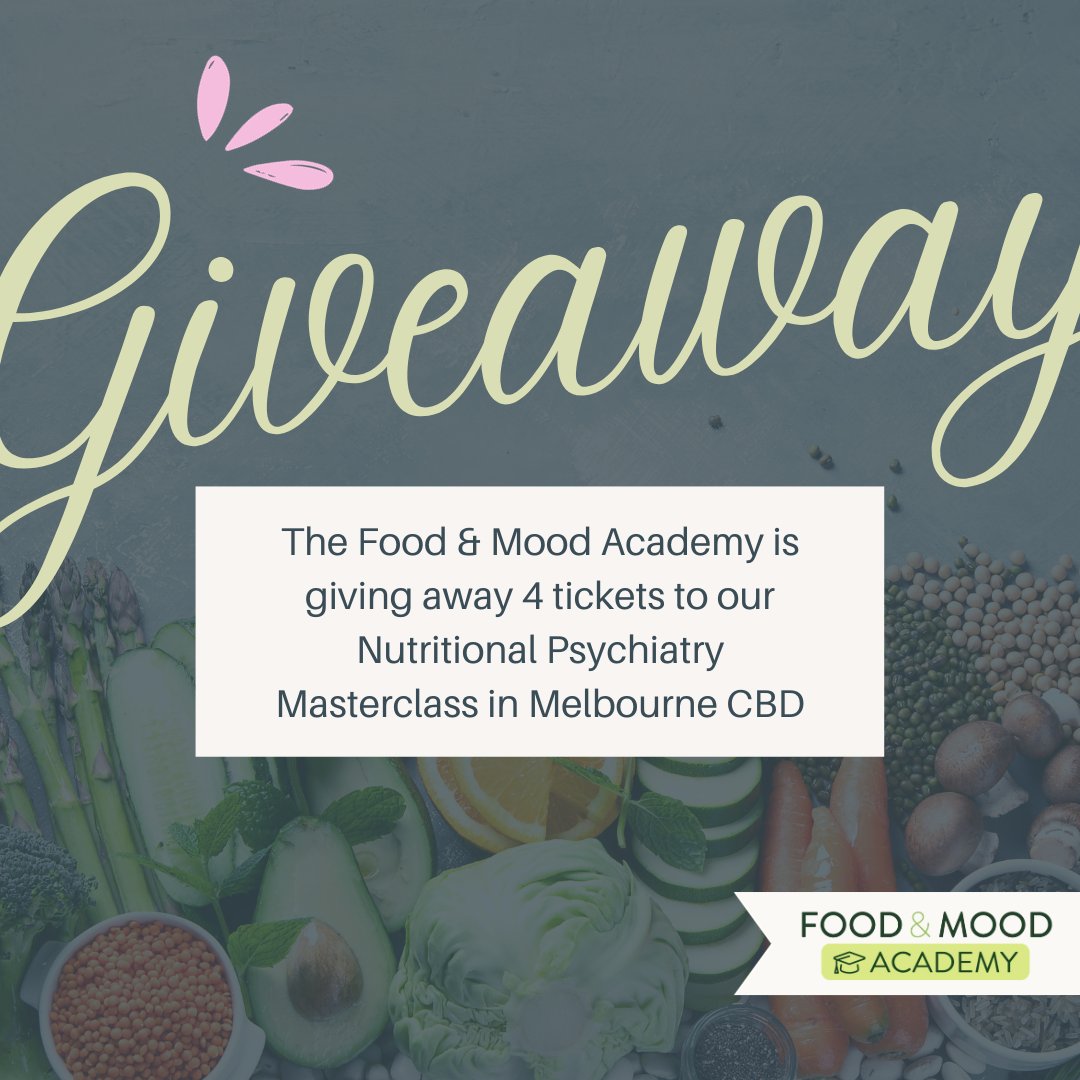 🎉 WIN A TICKET TO OUR NUTRITIONAL PSYCHIATRY MASTERCLASS 

We’ve got 4 tickets to giveaway to health professionals or students to learn from the experts at the Food and Mood Academy’s Nutritional Psychiatry Masterclass at our Melbourne Masterclass.

To enter ⬇️⬇️