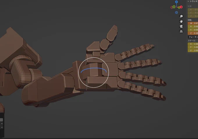 オリロボモデリングwip ハンド・マニピュレーターを作りました。