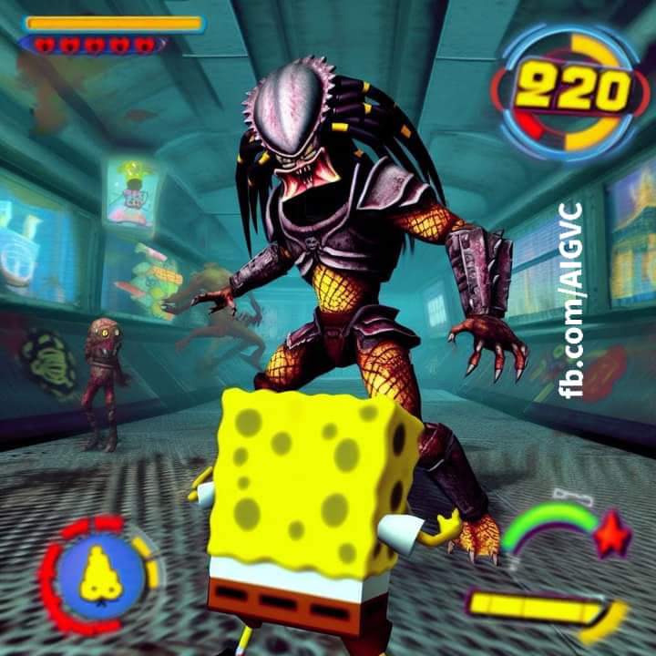 AIGenGames's tweet photo. Title: SpongeBob vs Predator
Genre: Action
Platform: Sony PlayStation 2
Released in 2005 https://t.co/91bddTGc2y
