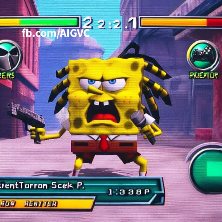 AIGenGames's tweet photo. Title: SpongeBob vs Predator
Genre: Action
Platform: Sony PlayStation 2
Released in 2005 https://t.co/91bddTGc2y