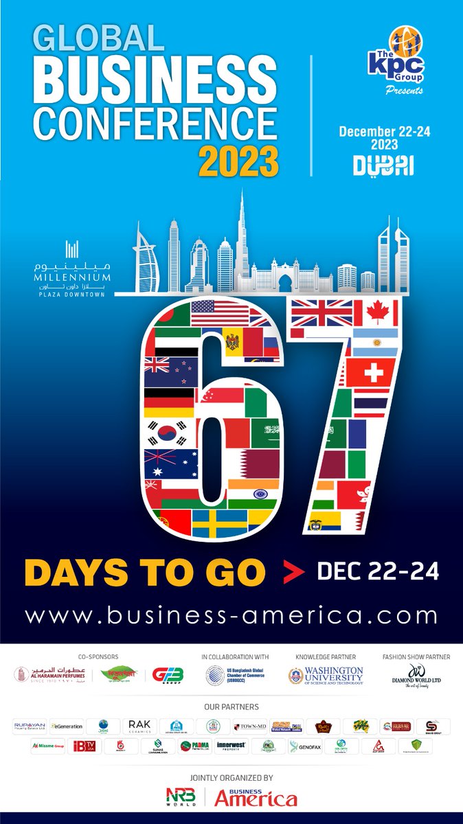 NRBWorldUSA's tweet photo. Finally, the waiting is done! Only 67 days left until the Grand Global Business Conference-2023
#conference #globalbusiness
#GlobalBusinessConference
#successful
#dubai2023 https://t.co/rFiphadIk2