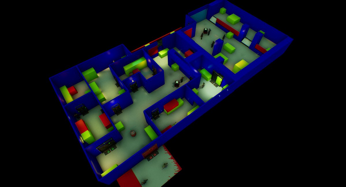 kSzulewa's tweet image. Day 15 of #Blocktober - Just like the previous one, LC08_MB_HQ was set for the @ShowgunnersGame Megablock district. This one however not only introduced a new enemy type, it also concluded the season's chapter. Got some strong inspirations from the #Dredd movie.
#leveldesign
