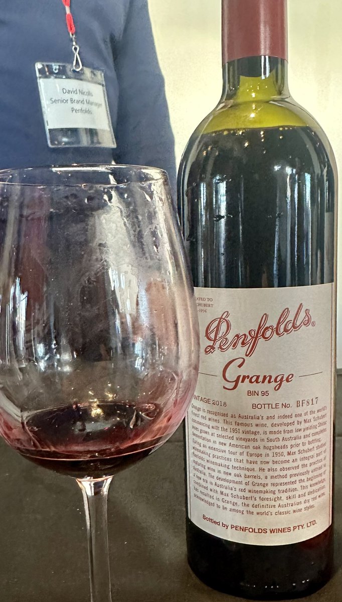 IronChevsky's tweet photo. Classic @penfolds Grange 2018, a bunch of 99-100 pointers from critics, hard to go wrong with this baby. Smooth, rich, polished, grand, and not over the top, mostly Shiraz, if you have $500 to shell out. A treat @WineandSpirits #top100event SF 2023 https://t.co/nMQSxVhpmV