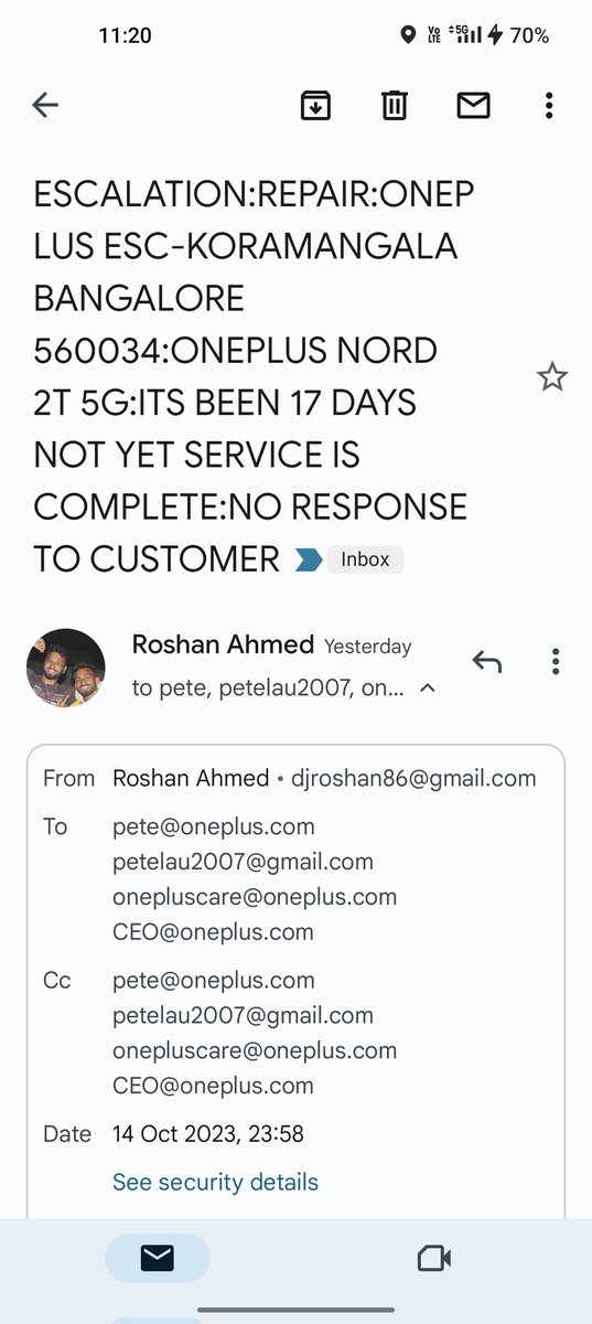 imahmedrosh's tweet photo. Hello Friends Plz Don't Buy One Plus Device as they are not trusted any more very pathetic &amp; ridiculous it's been 4th or 5th I have raised a ticket &amp; it's like no body cares @oneplus @OnePlus_IN @OnePlus_Support @PeteLau @TechCrunch @TechnicalGuruji https://t.co/2C5VqfqRPZ
