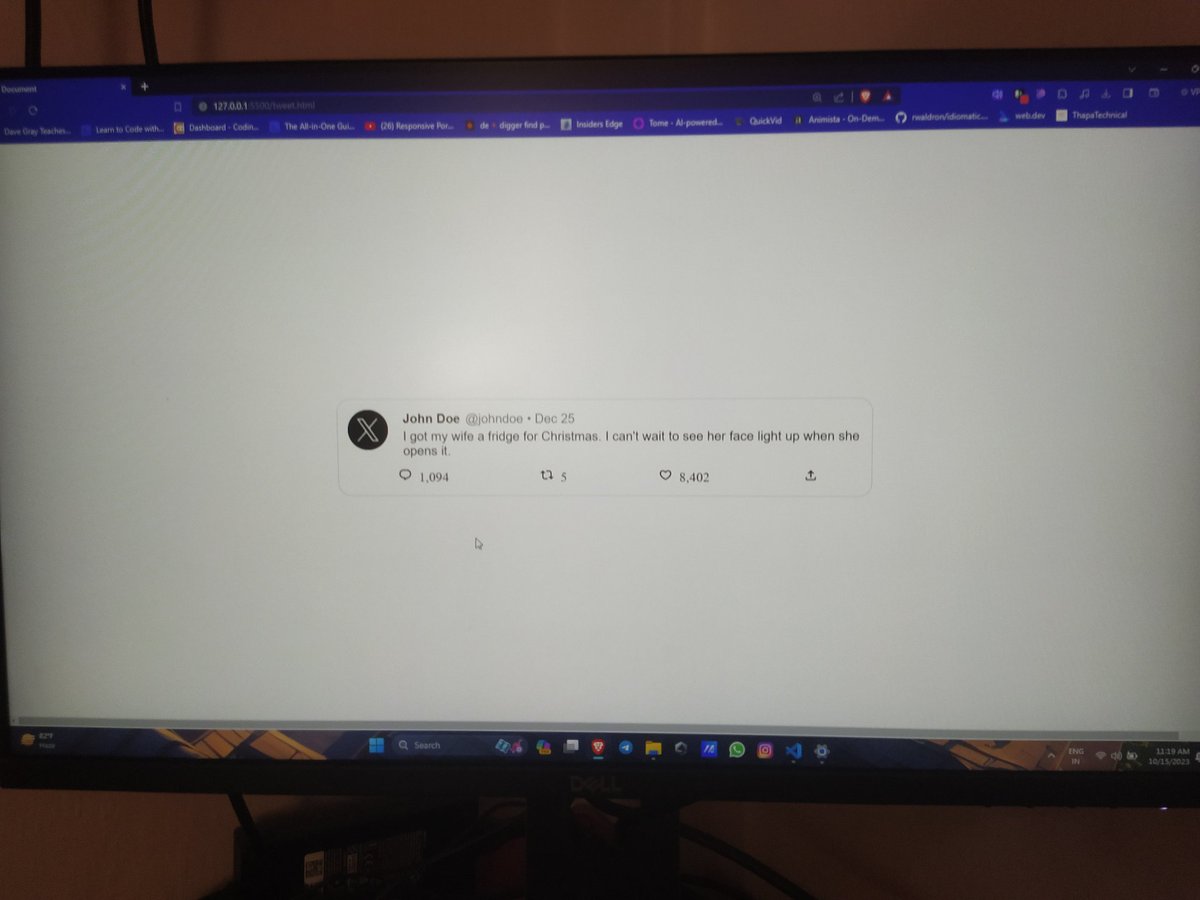 rahul_parmar325's tweet photo. 🎉 It's a wrap! Assignment completed for CSS Layout and a Tweet UI clone project. These challenges pushed my web development skills to new heights. Big shoutout @isanketsingh & @riyabansal1998, for their support. Onwards to new web adventures! 🚀💪 #CSSLayout #TweetUIclone https://t.co/cJBeJrzlub