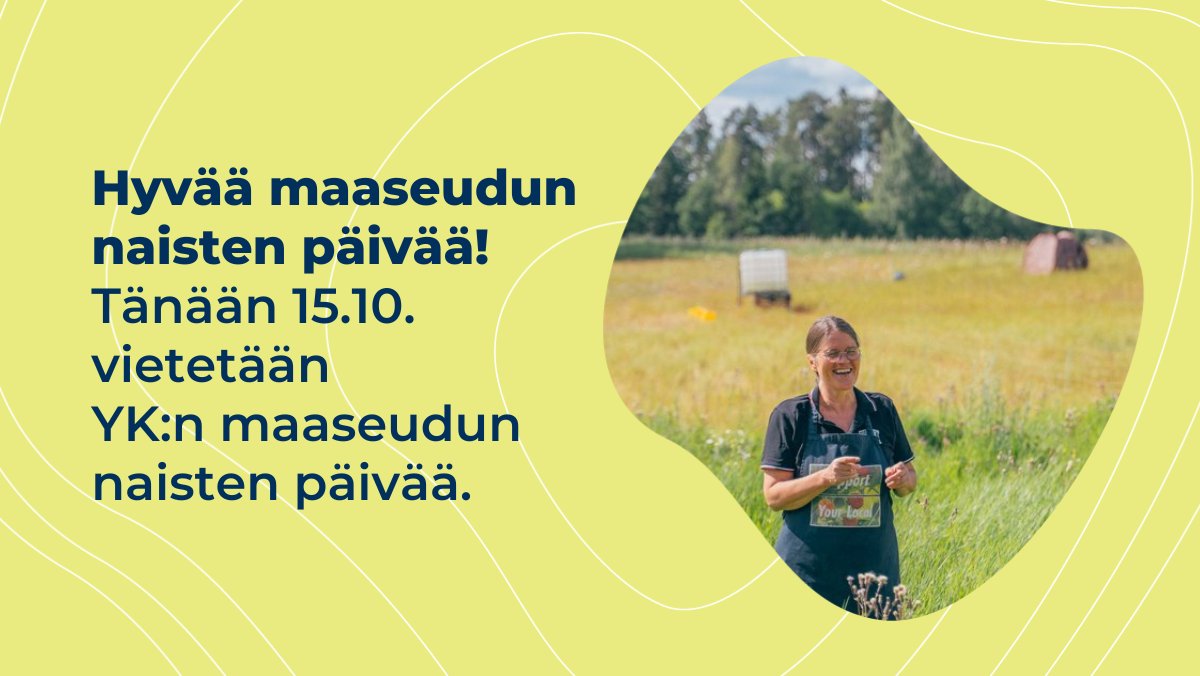 Hyvää #YK'n maaseudun naisten päivää! Tänään halutaan huomioida naisten tärkeä rooli ja merkittävä panos #maatalous'den ja #maaseutu'n kehityksen edistämisessä, #ruokaturvan parantamisessa ja taistelussa syrjäisten seutujen köyhyyttä vastaan. #naiset  ykliitto.fi/tapahtumat/yk-…