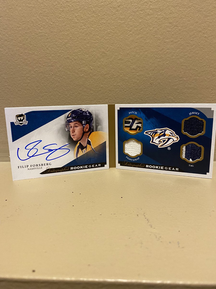 NTSportsCards's tweet photo. One of the pickups from the #calgarycardshow today; Filip Forsberg 2013-14 The Cup Autographed Rookie Gear 1/25. @UpperDeckHockey #sportscards https://t.co/z6VKab0Odf