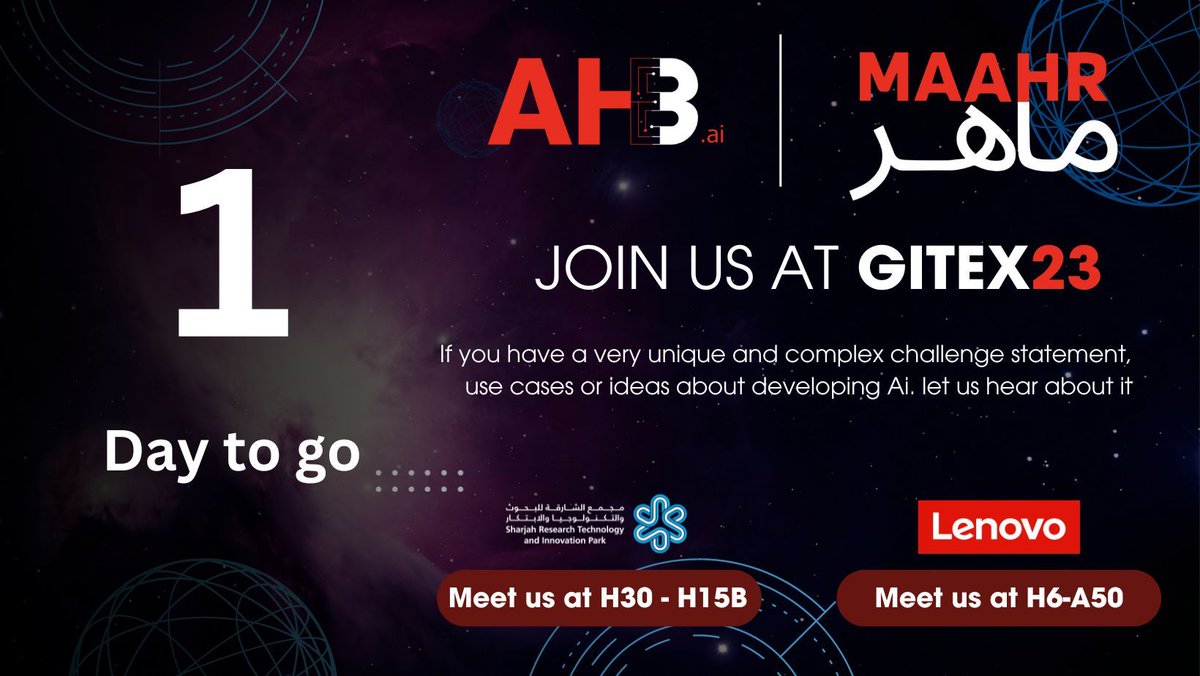 GITEX is almost here. Are you an #ITProfessional, #SystemIntegrator, #AiArchitect, #DomainExpert or #DataScientist and you want to take your studies to the next level. will be co-located with the #SRTIP Stand (H30-H15B) and co-featured in #Lenovo's Stand (H6-A50)