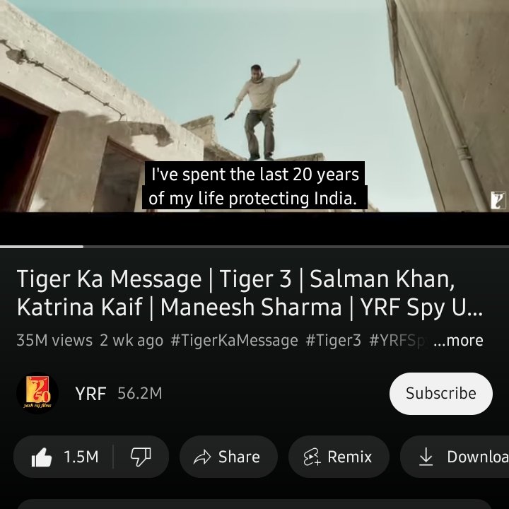 #TigerKaMessage crossed 35M and 1.5 Likes just before the launch of #Tiger3Trailer 🔥💥

#SalmanKhan𓃵 #Tiger3Diwali2023 #Tiger3 #Tiger3TrailerOct16 @yrf