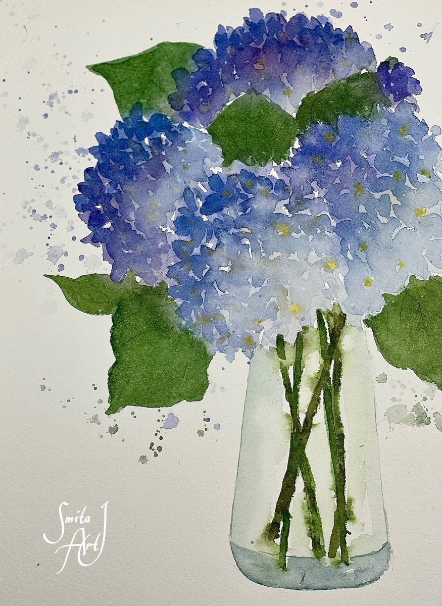 Hydrangea so fair,
Pastel orbs with grace to spare,
Garden's delicate flair 🌸

#watercolorflorals #watercolor #floralart #floral #Autumn #October