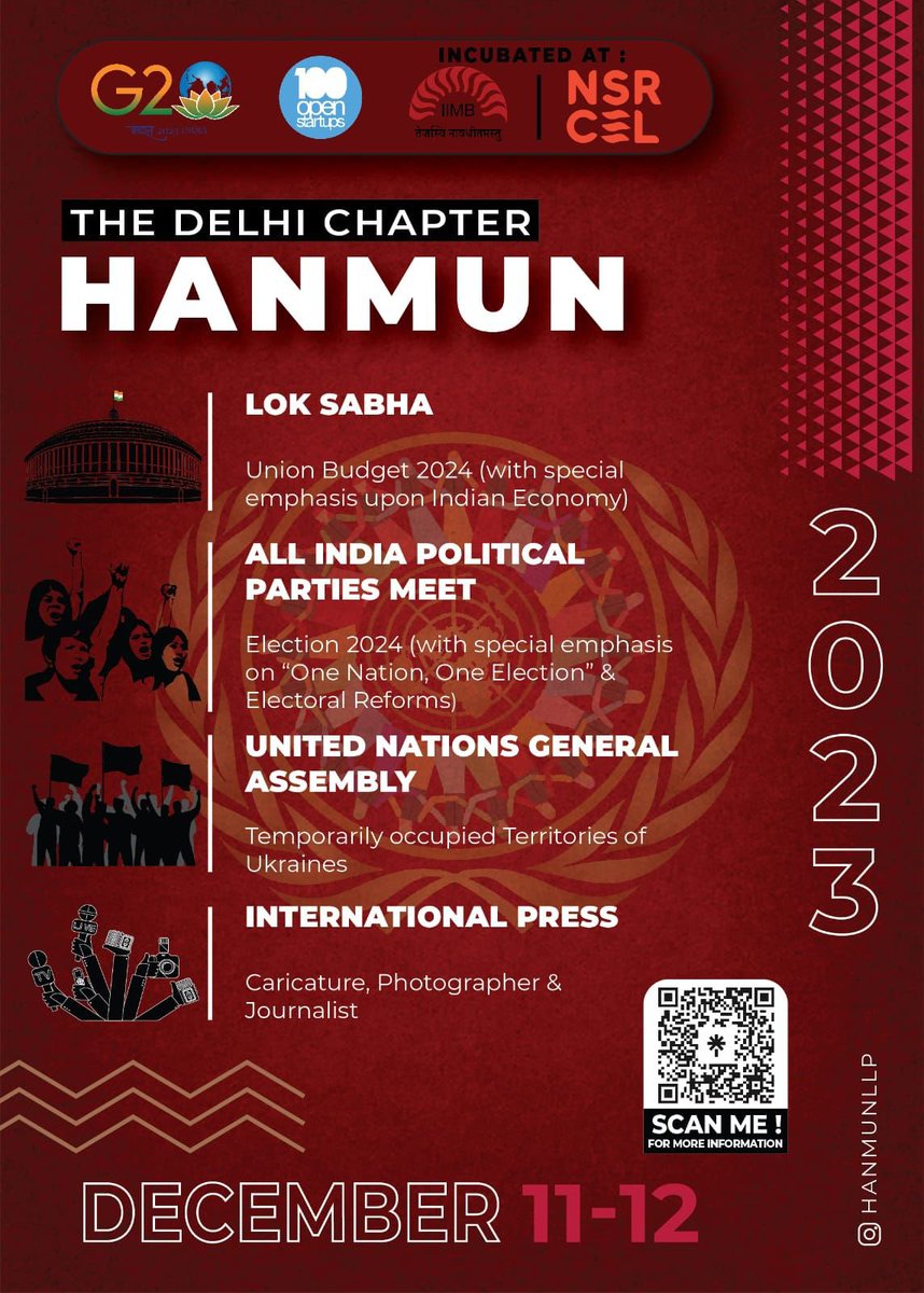 hanmun2020's tweet photo. We hope this message finds you in good spirits. We’re delighted and honored to introduce the Delhi Chapter of HANMUN. 

Dated: 11th-12-2023 &amp; 12th-12-2023

Venue: NDMC CONVENTION CENTRE 

Applications are now open: https://t.co/a2VkbF5ClL https://t.co/qVkuTqYGpu
