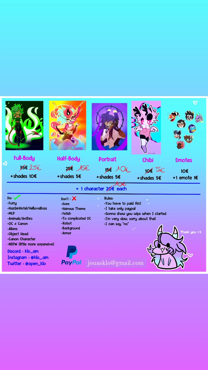 EMERGENCY COMMISSIONS
Hello guys, I need your help. Something happen in my personal life and we need money. This will be super awesome if you can even share my commission sheet, I'm gonna work even harder on them with some specials prices!
Thank you all
#HazbinHotel #HelluvaBoss