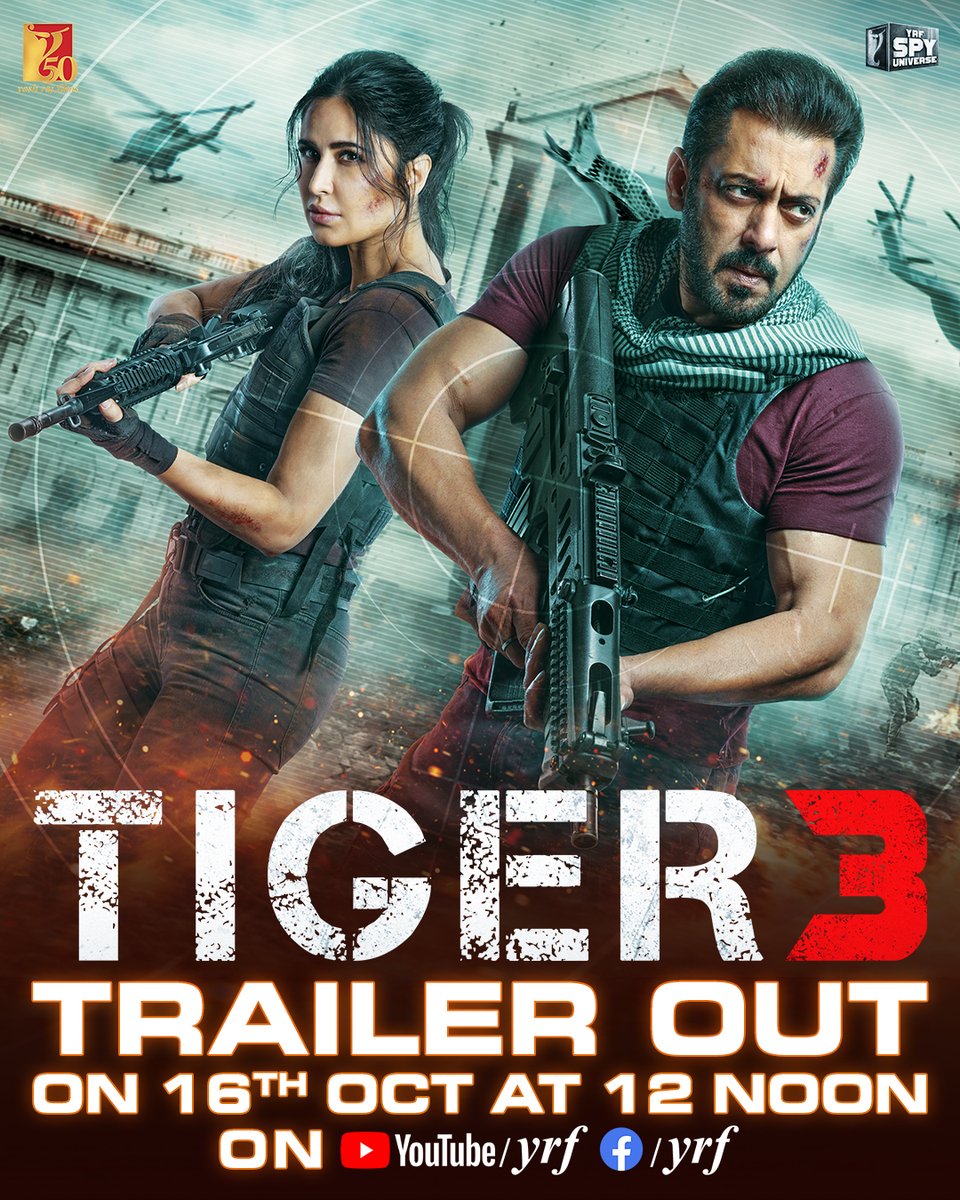 BeingSalmanKhan's tweet photo. Itna intezaar kar liya... bas ek din aur... 🐅Dekhiye #Tiger3Trailer KAL at 12 noon! #Tiger3TrailerTomorrow 

Hindi - https://t.co/4SDEiVbIHx
Tamil - https://t.co/Y9ufajBGg1
Telugu - https://t.co/tZ75G7G9tI 

#Tiger3 arriving in cinemas this Diwali. Releasing in Hindi, Tamil & Telugu. 

#KatrinaKaif | #ManeeshSharma | @yrf | #YRF50 | #YRFSpyUniverse