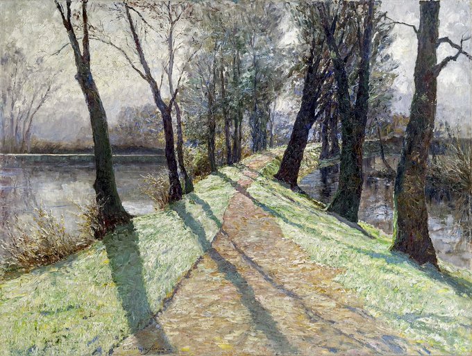 womensart1's tweet photo. The First Frost, 1906 by Austrian impressionist painter Olga Wisinger-Florian #WomensArt https://t.co/8gBCRaACAF