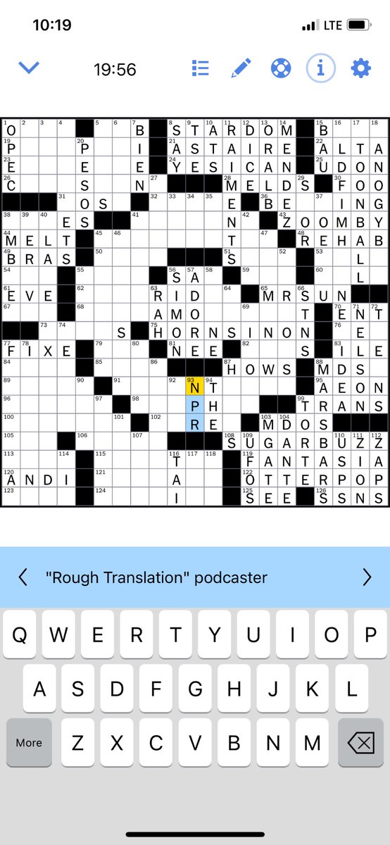 Just a little shoutout to @radiogrego and his amazing team at @Roughly which showed up in the @nytimes crossword puzzle today. ✨ (also please ignore all my wrong answers…)