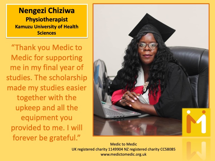 💆 #physiotherapists help reverse poverty - they can rehabilitate patients and get them back to employment.

⚕ Would you like to sponsor a physiotherapy student in #Malawi?

👏 Well done Nengezi :)

💬 Get in touch today! info@medictomedic.org.uk