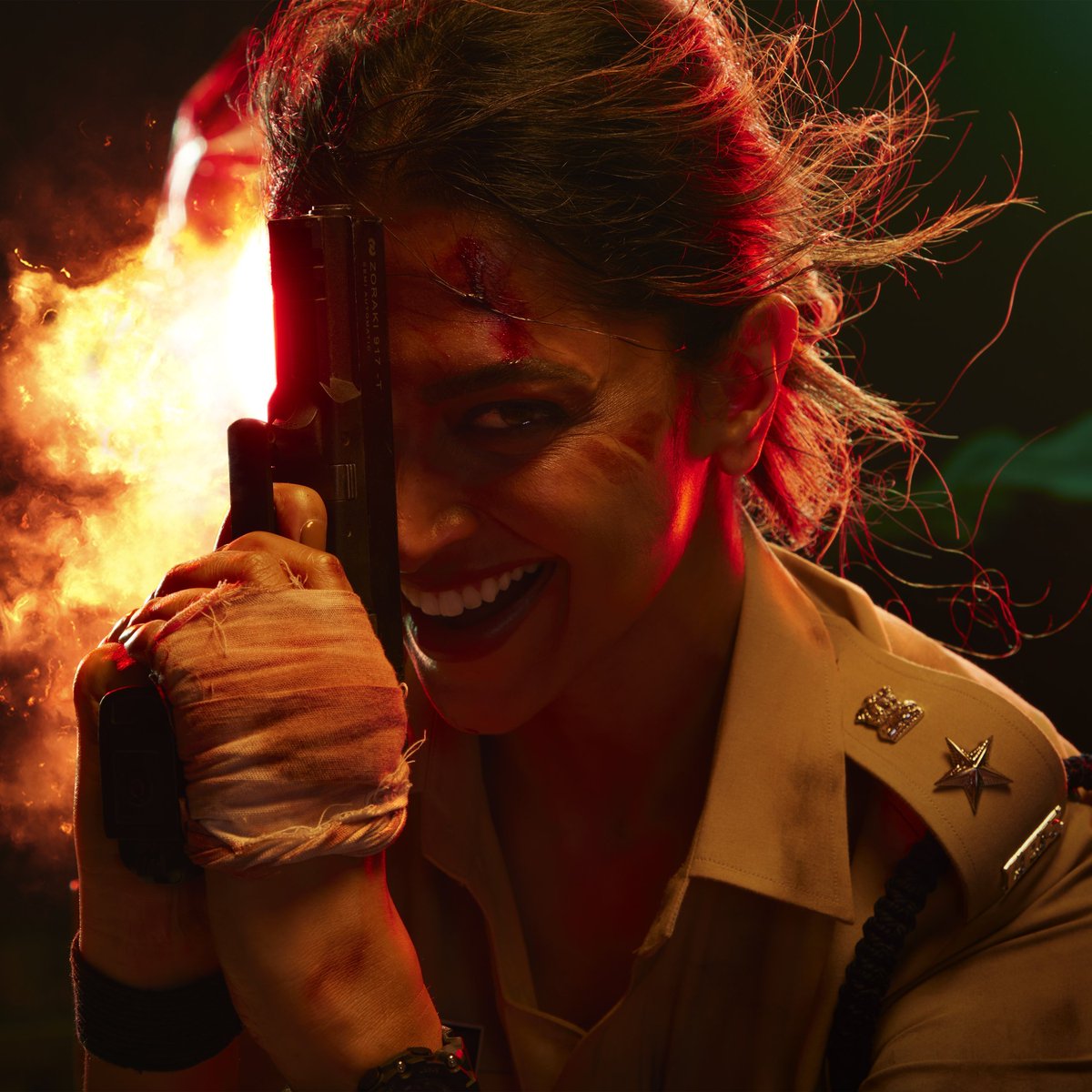 #RohitShetty expands the cop universe as he welcomes #DeepikaPadukone, the first female cop #LadySingham, in the highly anticipated #SinghamAgain. Behold her ferocious look!