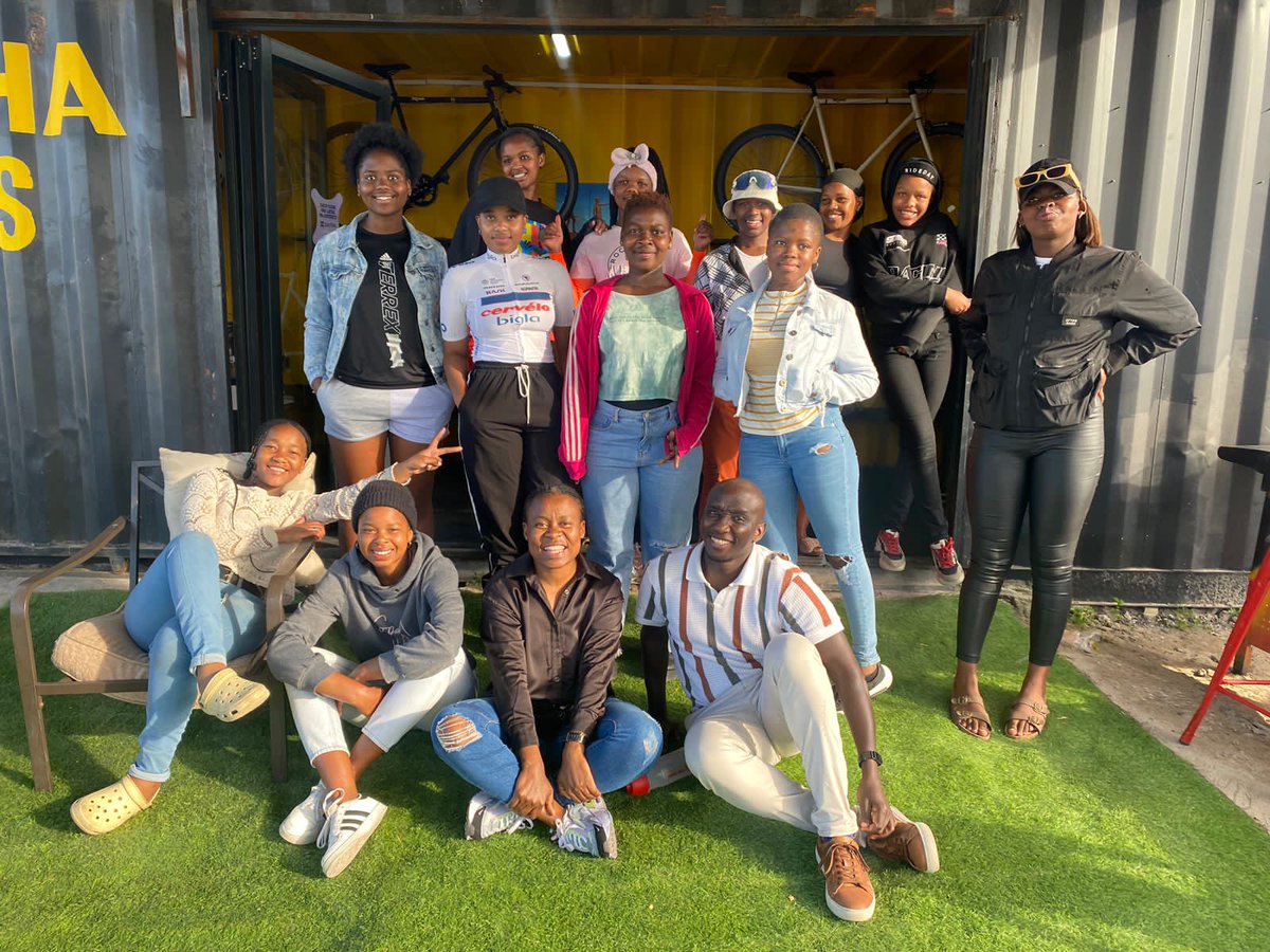 smavundla's tweet photo. Our girls team #KhaltshaCycleAcademy team talk meeting followed by a session with #4Impilo a local organisation offering education and awareness on mental health.
We just getting started. #GirlsOnBikes https://t.co/iaYiz9JfCT