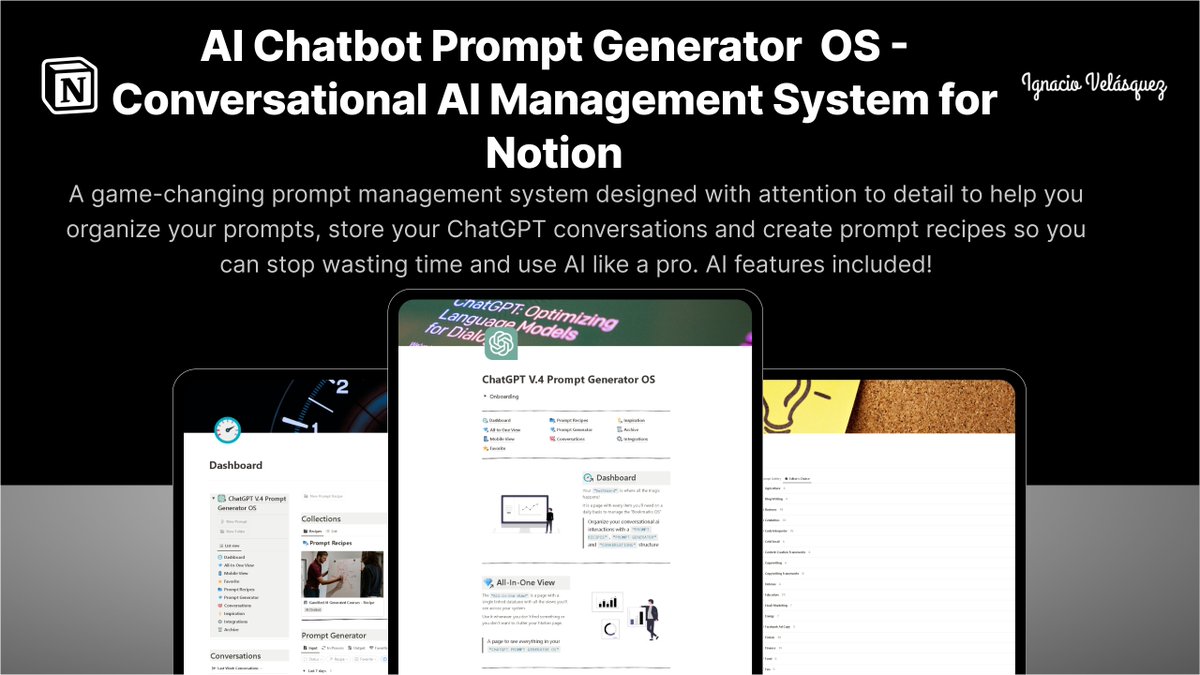 TheVeller's tweet image. ChatGPT interface sucks.

That&apos;s why I built ChatGPT Prompt Generator OS for Notion.

• AI Prompt Generator
• Conversational AI Management
• 2,500+ Prompt Templates

For the next 24 hours only, it&apos;s FREE!

Just:

• Follow
• Like &amp;amp; share
• Reply &quot;🧙‍♂️&quot;

I&apos;ll DM you.