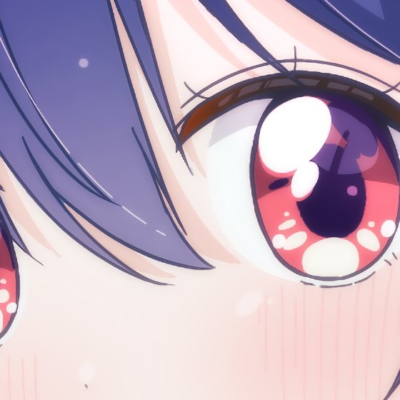 1girl eye focus solo close-up red eyes looking at viewer blue hair  illustration images