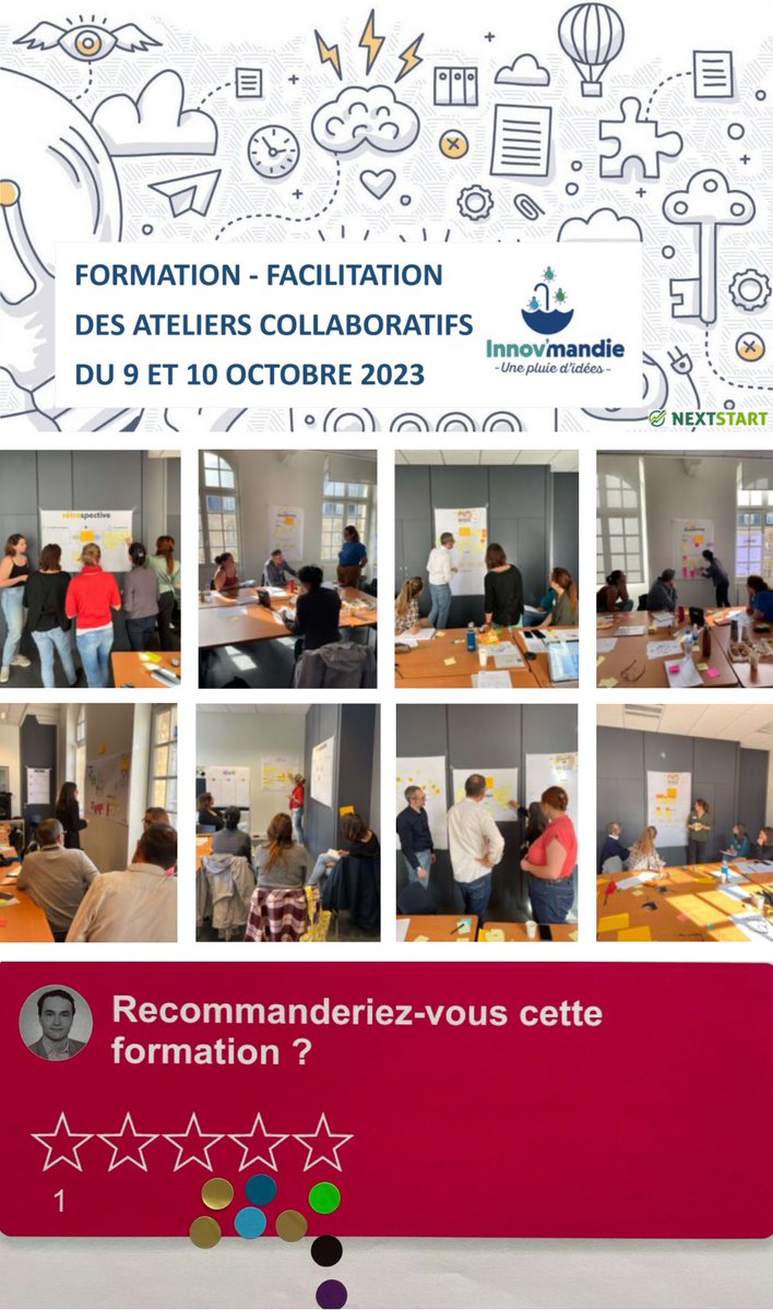 Animer des réunions de manière participative et collaborative ! Réduire la réunionite, rendre efficace les échanges, prendre des décisions de manière concertée, définir des actions concrètes, mettre en mouvement les équipes. Merci <a href="/Lab/">LAB</a> Innov'mandie
Contact : hello@nextstart.fr