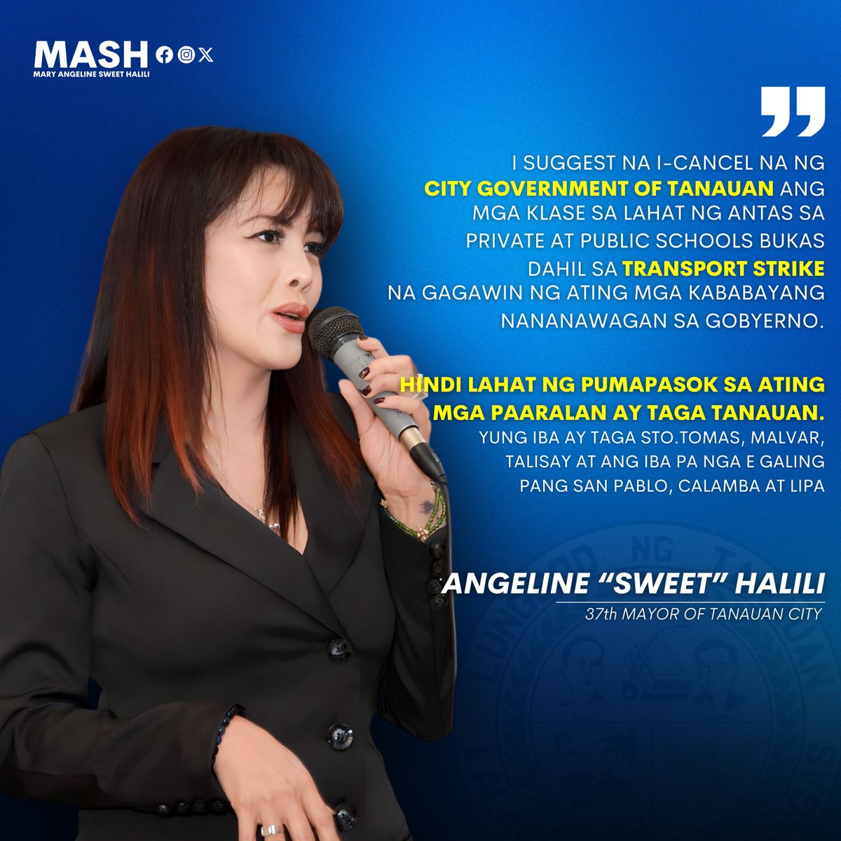 SweetHalili's tweet photo. CANCEL THE CLASSES NOW

Tayo’y nananawagan sa City Government of Tanauan na ikansela na ang pasok ng mga bata bukas OCTOBER 16 sa lahat ng antas sa pribado at pam publikong mga paaralan sa buong Lungsod ng Tanauan dahil sa #TransportStrike na gagawin ng ating mga kababayan. https://t.co/JGHw2mr0lR