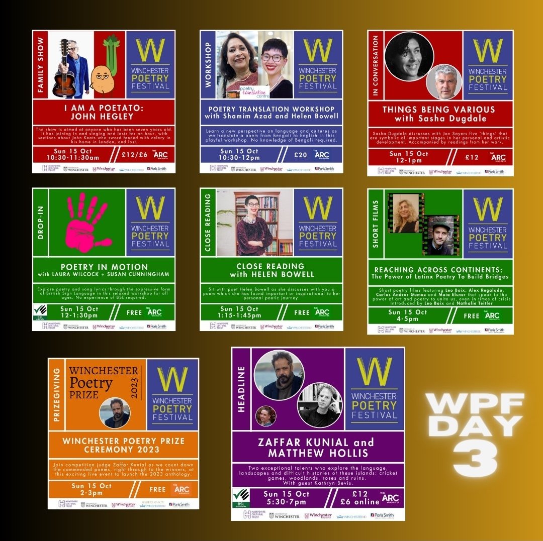 WinPoetryFest's tweet photo. We're back @ArcWinchester today from 10am for Day 3 - the final day of #WPF23
So much to look forward to - kicking off with JOHN HEGLEY
Tickets available at the Welcome Desk! 💞 Come and say hi 👋 https://t.co/8Ua3K6nRua
