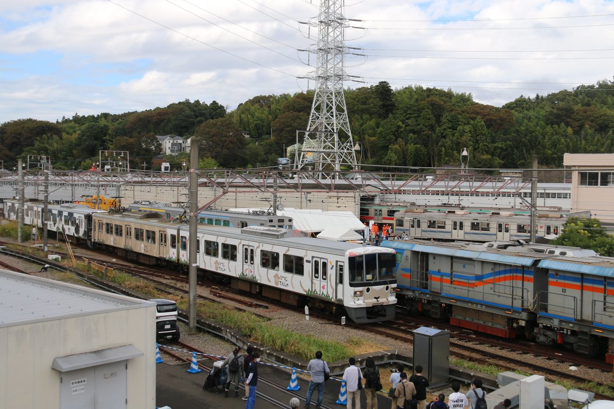 daisukitrain's tweet photo. 2023/10/15
こどもの国線　東急電車まつり開催に伴う臨時列車①
181運行　Y000系Y001F(うしでんしゃ)＋Y002F(ひつじでんしゃ) https://t.co/eBSFgs1NpK