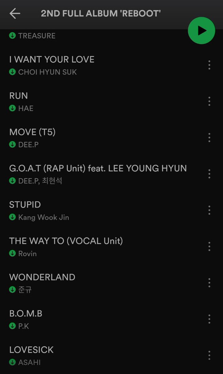 thisnaditrj's tweet photo. I want to ask there is something strange in the TREASURE Spotify account? , especially ALBUM REBOOT, the first is that this song is linked to the name of the song writer but if you click on the account it leads to someone else's song #teuhelp #treasure https://t.co/McjRIlWEeL