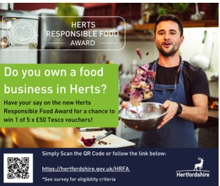 🌟 Shape the Herts Responsible Food Award &amp; Win a £50 Shopping Voucher! 🌟

The #HertsResponsibleFoodAward can save your business money, expand its reach, and boost its rep. 🚀

Help shape this award and complete the survey by Mon 13th Nov '23 
👉 hertfordshire.gov.uk/HRFA