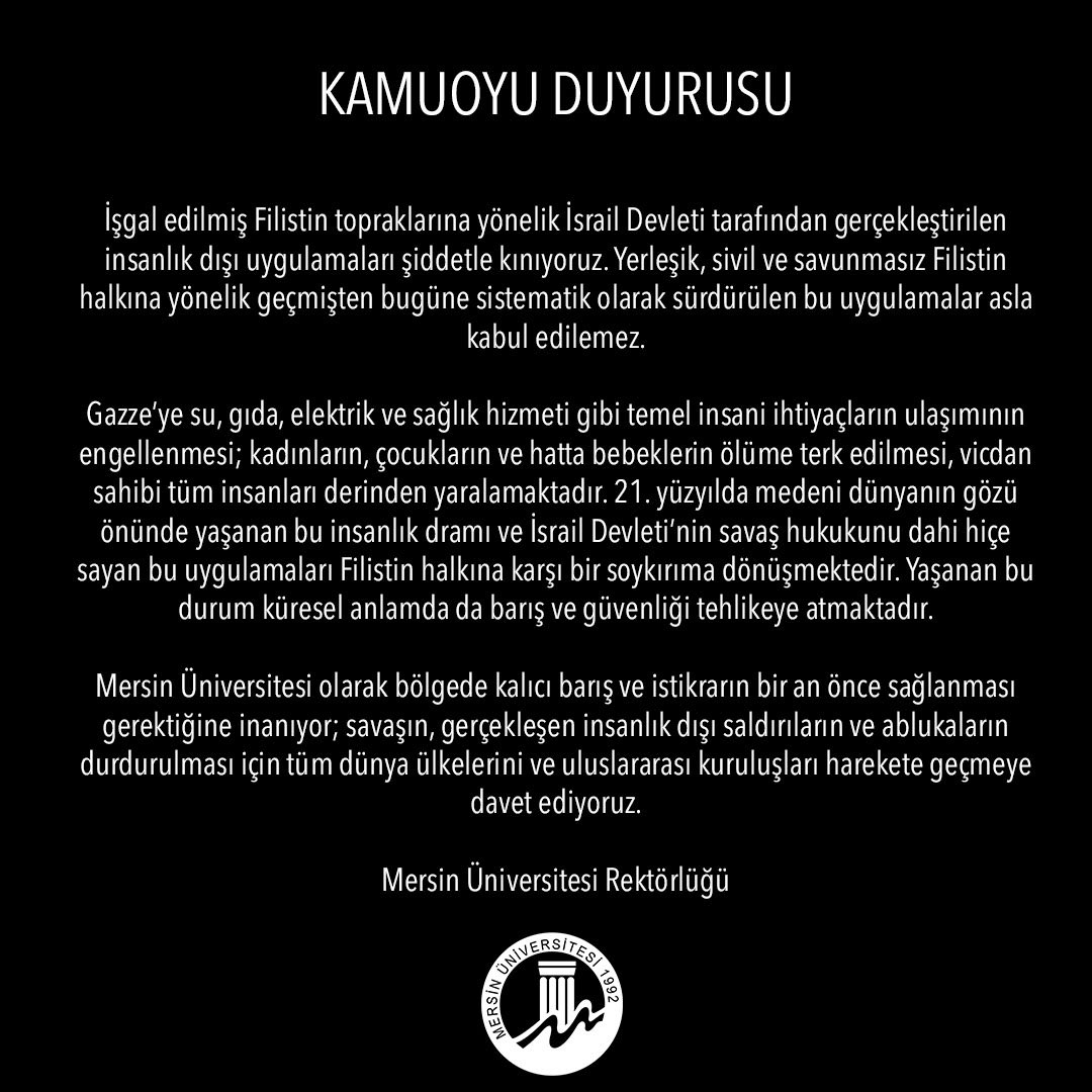 meukurumsal's tweet photo. Kamuoyu Duyurusu 📣

#MersinÜniversitesi https://t.co/pDLa4gCM8J