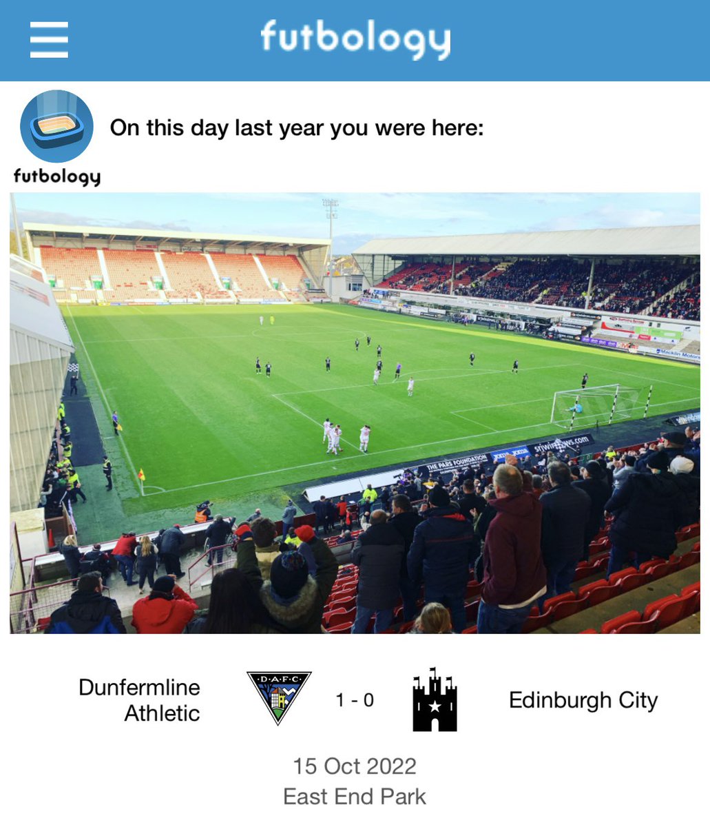 One year on since my first ground in Scotland - superb one as well. 

Dunfermline Athletic 1-0 FC Edinburgh