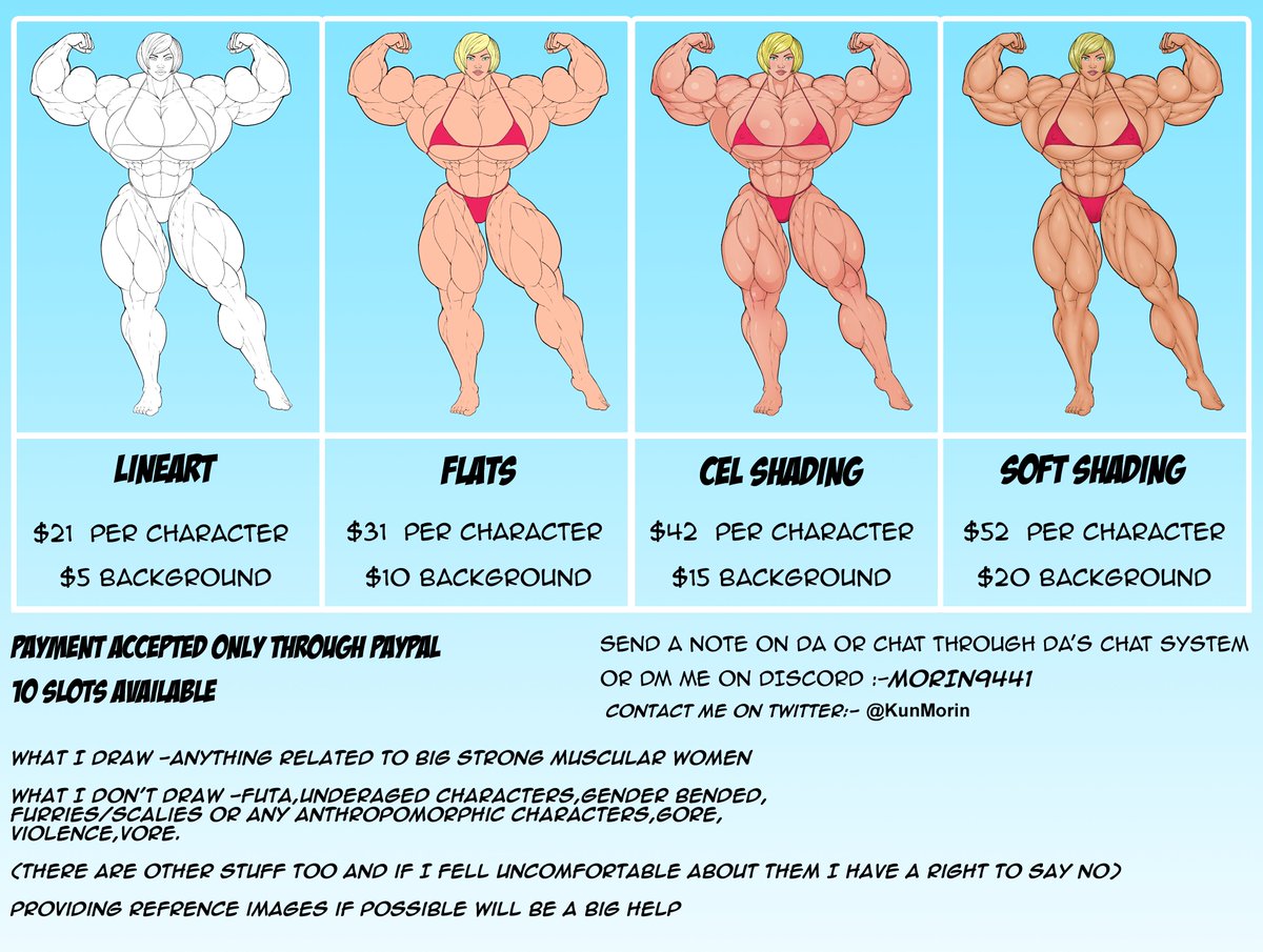 KunMorin's tweet photo. COMMISSIONS OPEN (10 Slots available)
#musclewomen #commission #commissionsopen
#fbbart https://t.co/0zGHiqPcdr